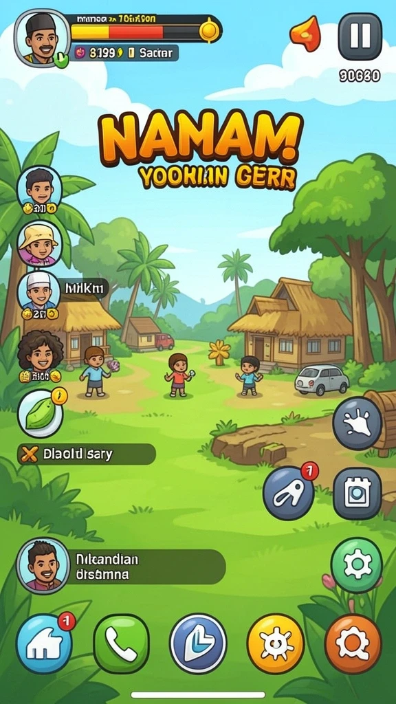 Gambar tampilan awal game dengan karakter menarik.