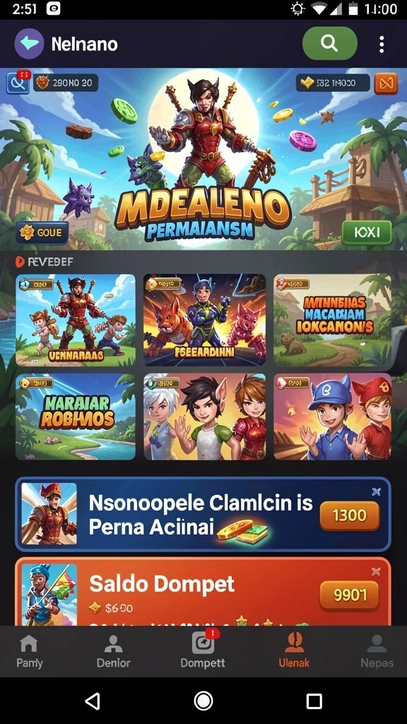 Screenshot memperlihatkan karakter yang dapat dipilih dengan skin unik.